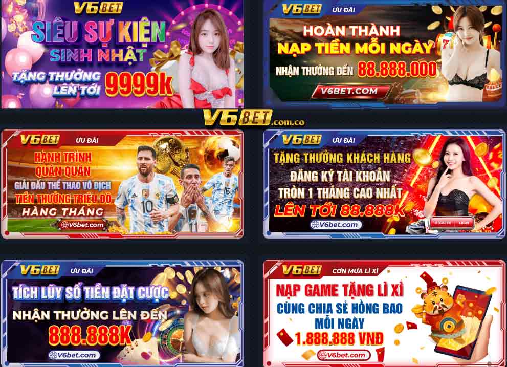 Khuyến Mãi V6Bet Hàng TuầnTháng